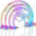 Iridescent Acrylic Unicorn Rainbow Earring Organizer, 132 Holes for 66 Pairs Jewelry Display Stand, Plastic Iridescent Clear Acrylic Earring Rack Holder Organizer for Women