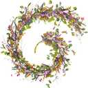 HOHOTIME 6FT Lavender Flowers Garland with Wildflower, Purple Pink Floral Eucalyptus Vine, Artificial Summer Spring Garland for Mantle Wedding Arch Porch Window Indoor Decor Home Decoration