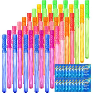 JOYIN 45 Packs Big Bubble Wand Set with Concentrated Solution Refills, 14.6" 9 Colors Giant Bubble Wands for Summer Toy Party Favors Kids Birthday Pool Indoor and Outdoor Activities