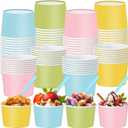 Teenyyou 48 Pcs Pastel Ice Cream Bowls with Spoons 9 oz Disposable Paper Treat Snack Soup Cups for Cold Drink Food Summer Party Favor Supplies
