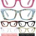 CCVOO 1.0 Stylish Reading Glasses for Women, Stylish Eyeglasses, Blue Light Readers for Women, Cheaters, (A8 Glow Theory) 4 Pack, Glasses Only