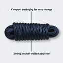 3/8 in x 15 ft Double Braided Dock Line, Navy, 12 in Eye, Durable Marine Mooring Rope for Boats, Kayaks, and Pontoons up to 27 ft, Abrasion-Resistant Finish