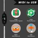 GREATLINK MIDI to USB Cable for Music Studio - Plug & Play 16 Channel Interface for Keyboard, Piano, Synthesizer, Controller - Compatible with Windows/ Mac, No Driver Needed