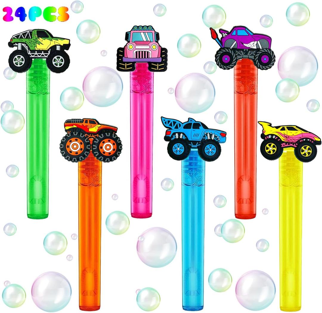 uoyoi Monster Truck Party Favors,24Pcs Car Bubble Wands for Kids,Cool Bubble Wand for Monster Truck Birthday Party Supplies,Classroom Prizes Pinata Goodie Bag Stuffers Gift
