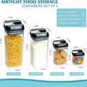5-Piece Airtight Food Storage Containers Set with Lids, BPA-Free Plastic Kitchen & Pantry Organization Canisters for Cereal, Pasta, Snacks, Flour, Sugar & Dry Foods