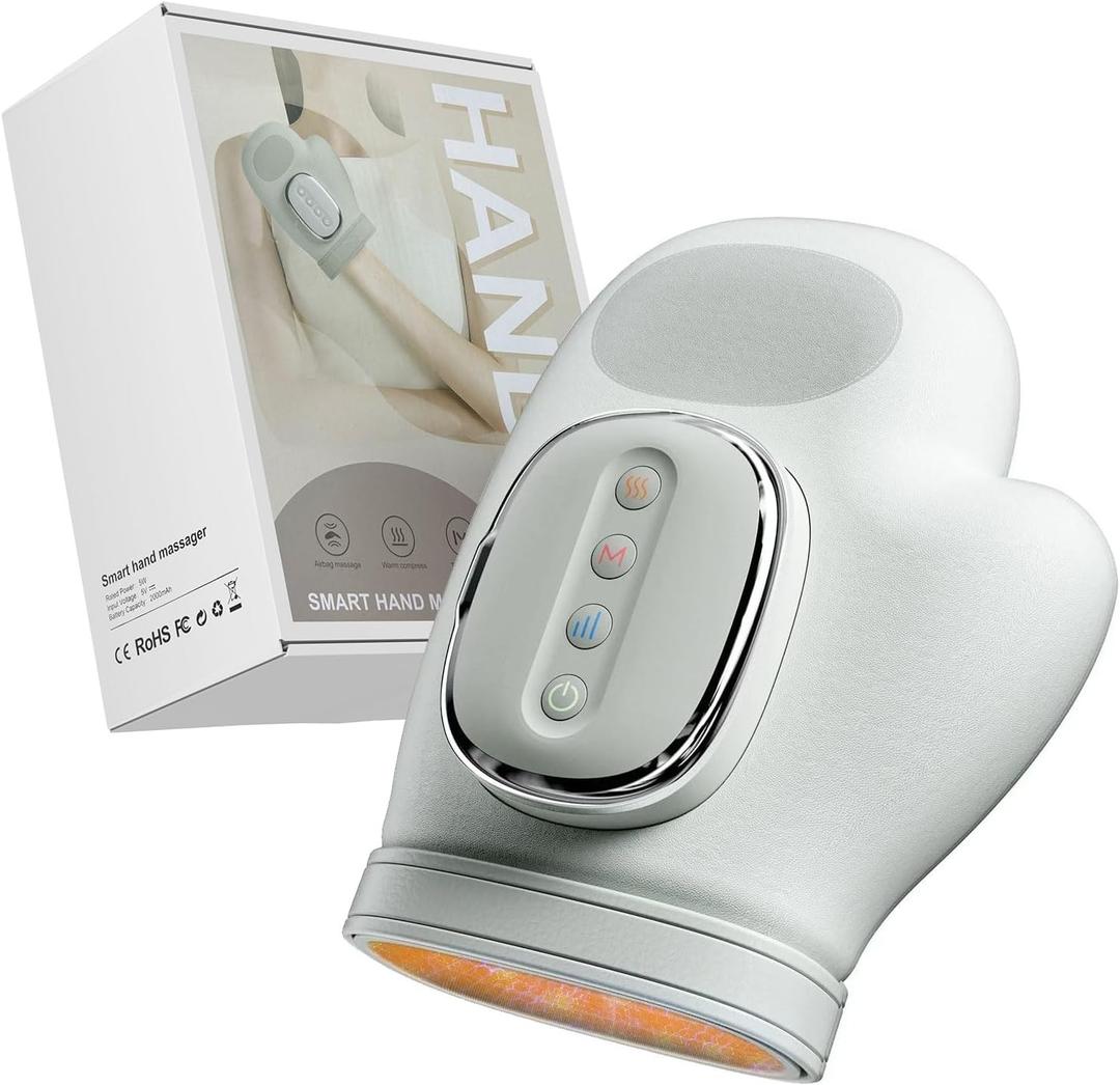 Hand Massager with Heat and Compression, 2026 New Cordless Hand Massager for Carpal Tunnel Relief and Wrist Pain, Cordless Heated Finger Massager with Customized Massage, Gift for Women Men, 3 Modes