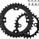 BUCKLOS 64/104 BCD Bike Chainring Set with Pin, Steel CNC Alloy Double/Triple MTB Chainring 22T 24T 26T 32T 38T 42T 44T 4 Bolts Mountain Bicycle Chainrings 8 9 10 Speed Compatible