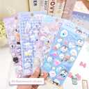 2 x 4 Sheets Fantasy 3D Animal Cartoon Glow-in-The-Dark Stickers - Small Puff Stickers with Penguin, Bear, Elf, and Cat Designs for Kids, DIY Fun in The Dark