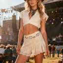 TOPACC Western Metal Concho Belt for Women Cowgirl Chain Belts for Dresses Jeans Country Concert Outfit (Fit waist: 26-28 in, A Champagne Gold)