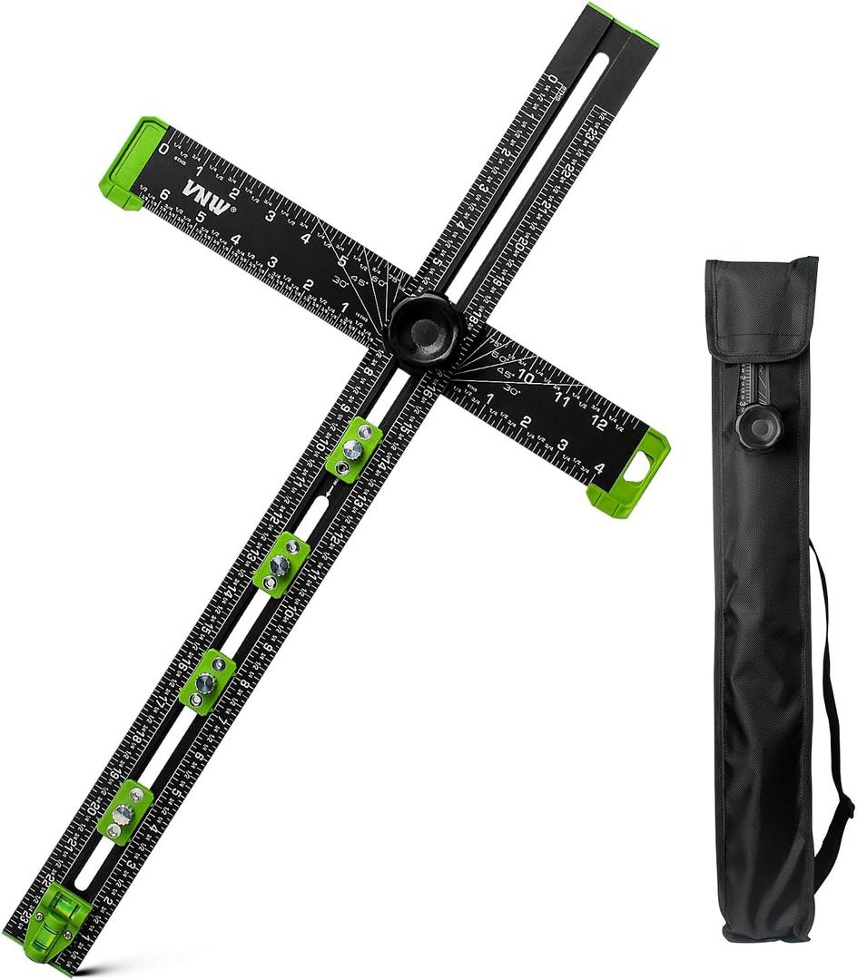 VNW 6 in 1 Adjustable T Square, 24in Drilling Positioning Ruler, Cabinet Hardware Jig, Marking Gauge Tools for Woodworking, Cabinet Drawer Door Hole Drilling Template.