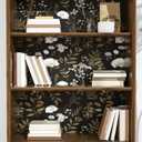 Laatse Dark Floral Wallpaper Peel and Stick Boho Wallpaper 17.5in x 118in Vintage Leaf Contact Paper Vinyl Waterproof Self Adhesive Leaf Botanical Wall Paper for Bedroom Walls Kitchen Cabinet (Bright White&Light Gold)