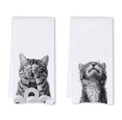 Cabana Bro Funny Cat Gifts Bathroom Hand Towels, Cat Lover Mom Gifts Hand Towels for Bathroom Washroom Decor, 16x24 Inch Set of 2