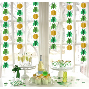 AmazingSpark 4 Pcs St Patricks Day Decorations 3D Shamrock Garland Banner Glitter Green Lucky Clover Gold Coin Hanging Streamers Ornaments for Irish Spring Birthdays Party Supplies Decor 46ft
