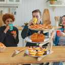 14 Pcs Wooden Pizza Pan Riser Stands Sets Tiered Tray Stand 13.8" L x 7.9" W x 12.6" H Tower Rack Serving Tray Holder Food Platter Display Rack for Dessert Cheese Restaurant Home