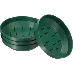 MECCANIXITY Round Plastic Design Bowl 6.5 Inch Flower Arrangement Base for Centerpiece Decorating, Green Pack of 4