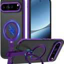 for Google Pixel 10 Case/Pixel 10 Pro Case with 360 Spin Magnetic Stand-Finger Strap, [Fit for MagSafe][16FT Mil-Grade Protection] Ring Holder Kickstand Translucent Matte Phone Case (Purple)