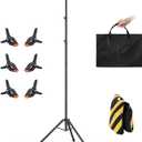 T-Shape Backdrop Stand 8x5.3FT, Height and Width Adjustable Background Stand for Parties,Green Screen Holder with 6 Spring Clamps
