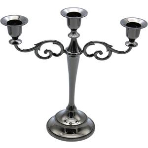 Black Candelabra Candle Holders for Pillar Candles 10.6 inch Tall, 5 Candle Candlestick Holder for 1/2-1 inch Taper Candles Halloween Candelabra Decoration Easy Assembly (Black Glossy-3 Arm)