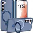 Magnetic for Samsung Galaxy S23 Case, 6.1", Compatible with MagSafe, Rugged Kickstand, Not-Yellowing Military-Grade Protection, Matte Blue