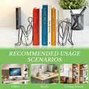 Sanwarm Metal Bookends Abstract Modern Book Ends Decorative Bookend for Home Office Library Desk Book Shelves Decor, Gift for Reading Enthusiasts Non-Skid Book Stoppers Holder (Black 1 Pair)