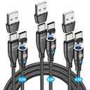 USB C to USB C Magnetic Charging Cable[3-Pack, 3.3ft/6.6ft/6.6ft], 60W/3A Fast Charging USB Type C Charger Cord Compatible with Samsung Galaxy S21/S21+ Ultra 5G, S20/S20, Pixel, Switch