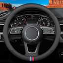 Custom-Fit for BMW Steering Wheel Cover, Premium Leather Car Steering Wheel Cover with Logo, Non-Slip, Breathable, for B-MW Accessories (D-Style,for BMW)