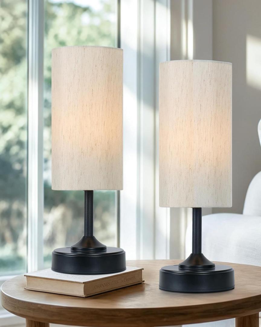 EZVALO 2-Pack Cordless Table Lamp, Ambient Light, Dimmable, Touch, Timer, 2700K, Decor, Portable, LED, Wireless, Rechargeable, Battery Operated, Bedside, Kitchen Lamp, for Dining Table, Counter
