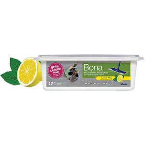 Bona® Disposable Wet Cleaning Pads for Hard-Surface Floors, Lemon Mint Scent 12 Count (Pack of 1)