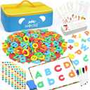 335 Pcs Magnetic Letters Numbers Alphabet Fridge Magnets Kit Letter Number Magnets with Magnetic Board and Word Cards Foam Alphabet Letters Magnets Set