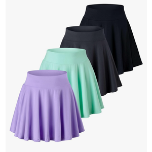 Real Essentials 4 Pack: Women's Basic Casual Stretchy Mini Skirt - Skater A-Line Flowy Flared, XXL