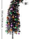 HipTree 5ft Prelit Black Halloween Nightmare Before Christmas Tree with 100 Orange Led Lights,Tinsel Light Up Tree, Xmas Lighted Pencil Tree with 278 Tips,Spider Ornament,Metal Stand,Plug-in