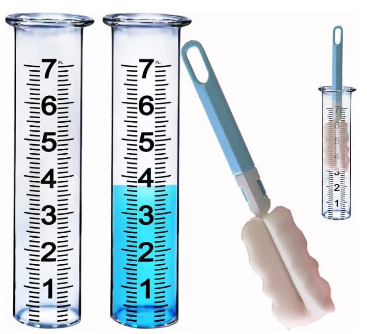 Glass rain Gauge Replacement Tube with Lip, rain Gauge Tube Outdoor for Yard Garden, with Clean Tube Brush