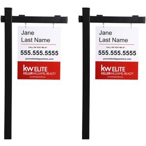 6FT Vinyl Black Real Estate Realtor For Sale Yard Sign Post 2-Pack, 72"x36"