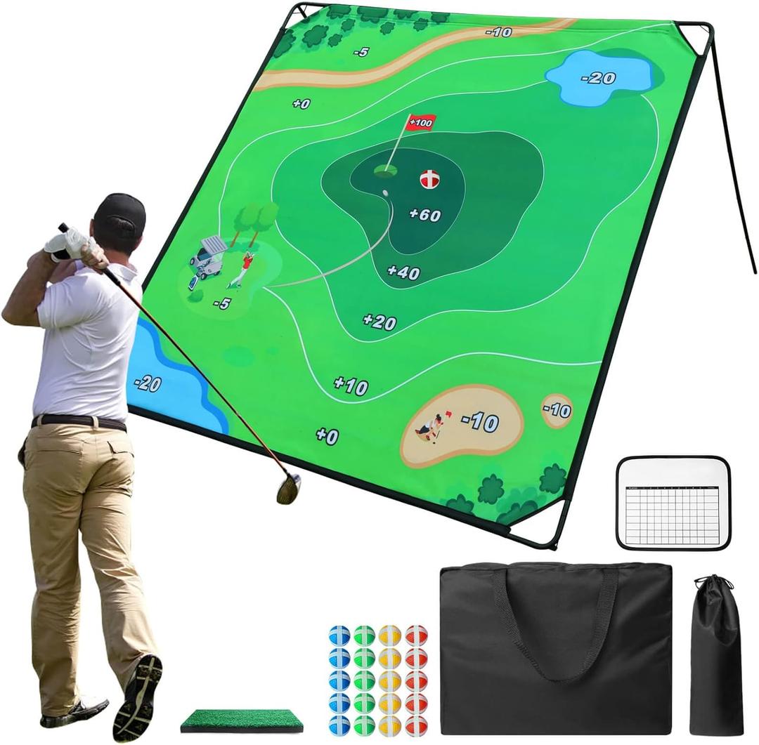 Golf Chipping Game Set, 71"x71" Portable Sticky Golf Game for Chipping Practice with Sticky Balls & Storage Bag for Indoor Outdoor