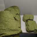 Kingnex Oversized King Bedspreads 128x120 for Tall Bed Lightweight 3 Piece Coverlet Set 1 Extra Wide Quilt 2 Pillow Shams Olive Green