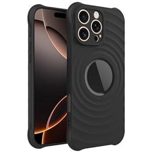 GUNPRIO Case for iPhone 16 Pro Max, Thin Slim Stylish Ripple Pattern Design, iPhone 16 Pro Max Protective Cover 6.9 inch, Black