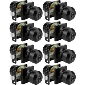 Goldenwarm Black Door Knobs, Matte Black Privacy Door Knob Interior, Square Interior DoorKnobs for Bedroom, Bathroom, (8 Pack)