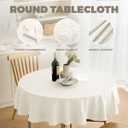 Decorelia Waterproof Faux Linen Tablecloth for Round Dining Table, Decorative Fabric Rustic Tablecloth Cover for Holiday, Banquet, Outdoor & Kitchen Table(60 Inch, Round (2-4 Seats), Ivory)