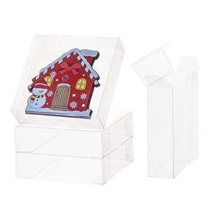 TEMLQPACK 50 Pack 4x4x1.2inch Clear Single Cookies Boxes with Full Window Plastic Small Treat Boxes Macaron Boxes Donut Boxes Dessert Box for Party Christmas Valentine's Day