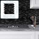 SUNWINGS 5-Sheet Peel and Stick Mosaic Natural 3D Stone Self Adhesive Marble Tiles, 11.5" x 10.7" Stick on Backsplash for Kitchen Bathroom Fireplace Vanity, Mixed Black