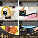 Bezente Balloon Pump Electric, 3-in-1 Portable Black Gold Electric Air Machine Balloon Pump Dual Nozzle Balloon Inflator for Inflatables and Latex 260q Foil Balloons