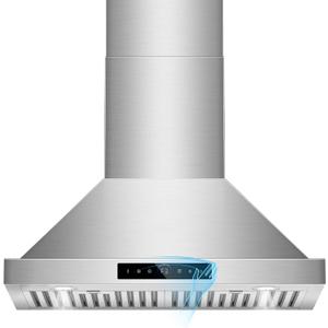 30 inch Range Hood Wall Mount, 1200 CFM with 4-Speed Gesture Sensing & Touch Control, Stainless Steel Ducted Kitchen Stove Vent Hoods with 2 LED Lights, Time Setting, Dishwasher-Safe Baffle Filters