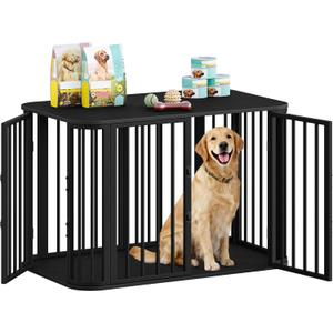 39.4'' Dog Crate Furniture, L Indoor Dog Kennel Dogs Cage, Modern Decorative Pet House for Small/Medium/Large Dogs, Anti-Chew & Anti-Escape, Kennel End Side Table TV Stand, Black