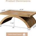 HSH 47" Modern Rectangle Wood Coffee Table for Living Room, Arched Base | Large Rectangular Center Table, Low Table with Sculptural Arched Base, Annual Ring Wood Grain, 200 lb Capacity, Easy Assembly, 47.25 Inch