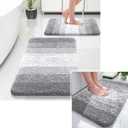 OLANLY Ombre Bath Rug and Bathroom Rugs Sets 1 Piece, Bath Rug Size 24x16 and Bathroom Rug Set Size 24x16+30x20 in Light Grey, 3 Item Bundle