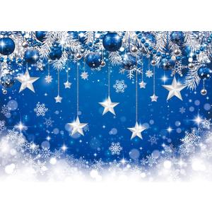 LYCGS 7x5ft Blue Christmas Backdrop Merry Xmas Winter Snowflake Photography Background Winter Birthday Party Baby Shower Backdrop X-321