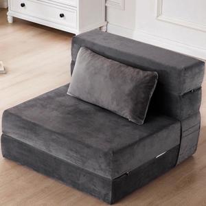 SINWEEK 6 Inch Folding Sofa Bed Memory Foam Folding Mattress Topper with a Pillow and Storage Bag Fold Out Chair Bed Foldable 4-Piece Sleeper Couch with Machine Washable Cover 75 x 38 Twin Size