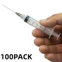 100 Pack 5ml 22Ga Plastic Syringe with Measurement for Scientific Labs and Industrial Dispensing, Disposable Individually Wrapped (100, 5ml-22Ga)