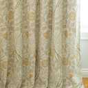 Pinch Pleated Curtains 84 Inches - 100% Blackout Curtains for Bedroom Living Room Dining Room Luxury Floral Linen Blended Room Darkening Window Curtains Thermal Insulated Drapes,2 Panels Set (Natural)