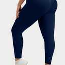 Plus Size High-Waist Yoga Pants for Women, 4-Pocket Tummy Control Butt-Lifting Workout Leggings (Blue, XL)